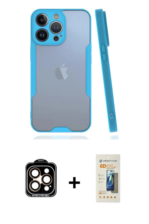 ieg™ iPhone 14 Pro Max Kılıf Atlas Asil Serisi - Siyah 6D Mat Seramik Hayalet Nano Ekran Koruyucu +