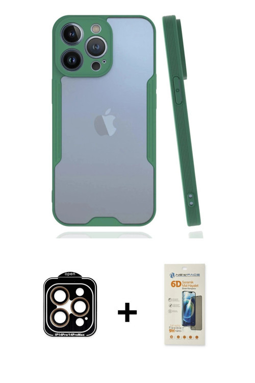 ieg™ iPhone 14 Pro Max Kılıf Atlas Asil Serisi - Siyah 6D Mat Seramik Hayalet Nano Ekran Koruyucu +