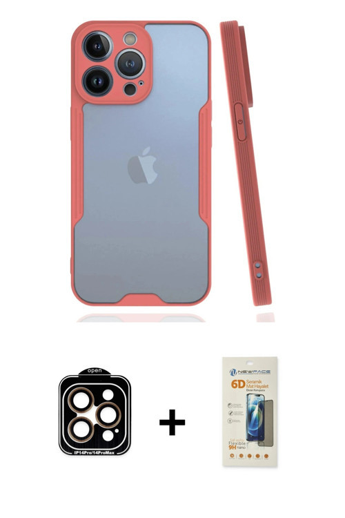 ieg™ iPhone 14 Pro Max Kılıf Atlas Asil Serisi - Siyah 6D Mat Seramik Hayalet Nano Ekran Koruyucu +