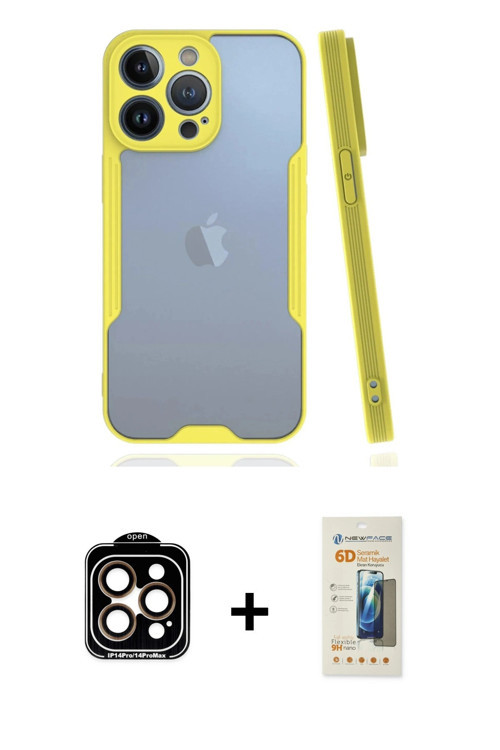 ieg™ iPhone 14 Pro Max Kılıf Atlas Asil Serisi - Siyah 6D Mat Seramik Hayalet Nano Ekran Koruyucu +