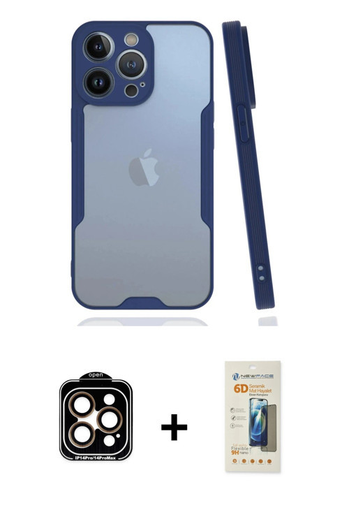 ieg™ iPhone 14 Pro Max Kılıf Atlas Asil Serisi - Siyah 6D Mat Seramik Hayalet Nano Ekran Koruyucu +