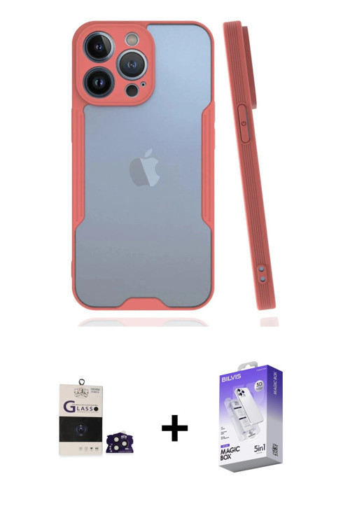 ieg™ iPhone 14 Pro Max Kılıf Atlas Asil Serisi - Siyah Bilvis 5in1 3D Magic Cam Ekran Koruyucu + Der