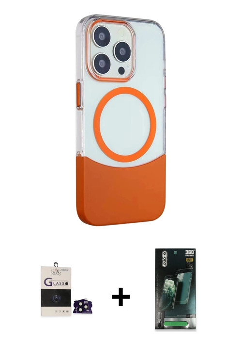 ieg™ iPhone 14 Pro Max Kılıf Çekirdek Asil Özel Seri - Şeffaf 360 Full Body Arka Koruyucu + Siyah Bi