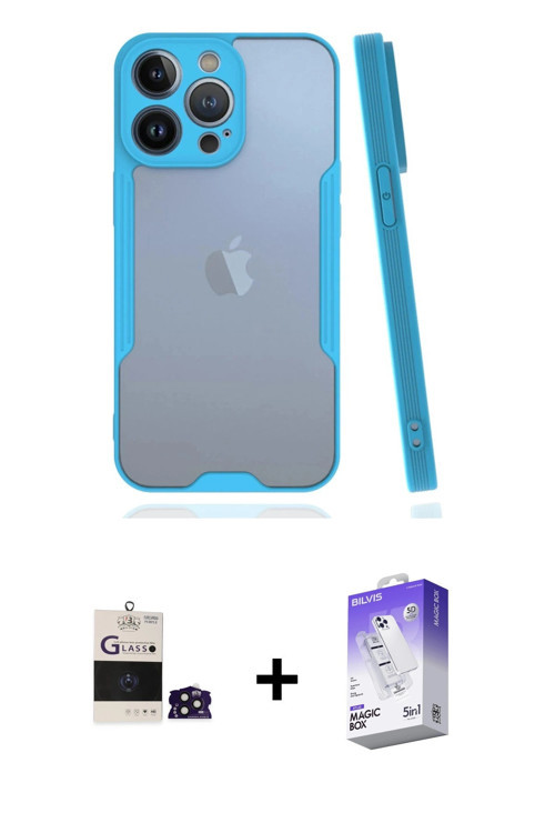 ieg™ iPhone 14 Pro Max Kılıf Atlas Asil Serisi - Siyah Bilvis 5in1 3D Magic Cam Ekran Koruyucu + Der