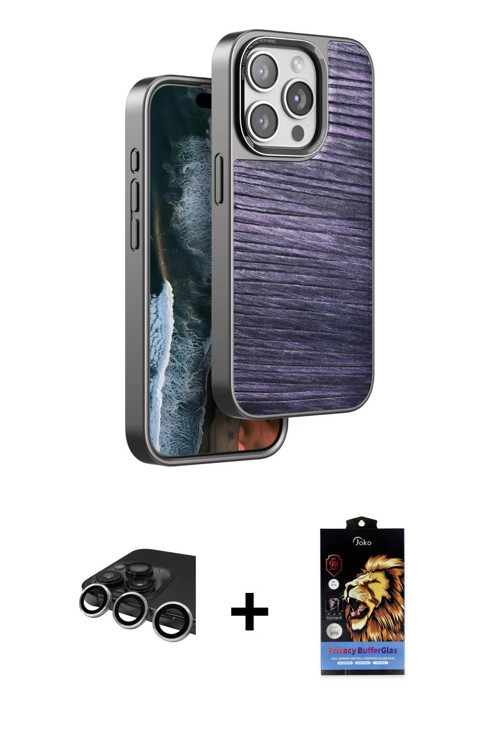 ieg™ iPhone 14 Pro Max Kılıf Atlas Minimal Özel Seri - Siyah Buffer Hayalet Cam Ekran Koruyucu + Güm
