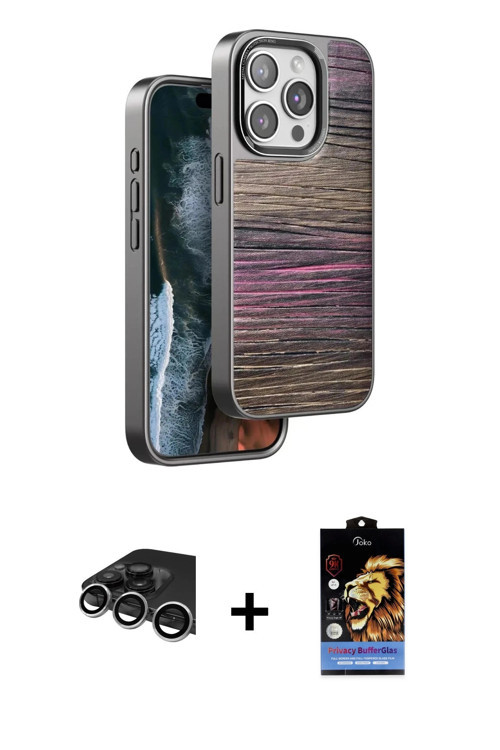 ieg™ iPhone 14 Pro Max Kılıf Atlas Minimal Özel Seri - Siyah Buffer Hayalet Cam Ekran Koruyucu + Güm