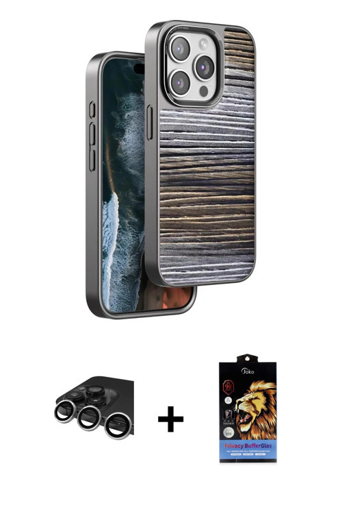 ieg™ iPhone 14 Pro Max Kılıf Atlas Minimal Özel Seri - Siyah Buffer Hayalet Cam Ekran Koruyucu + Güm