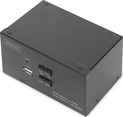 2 Port USB 2.0 HDMI Çift Ekran Bağlantılı, 4K, KVM (Keyboard/Video Monitor/Mouse) Periferi (