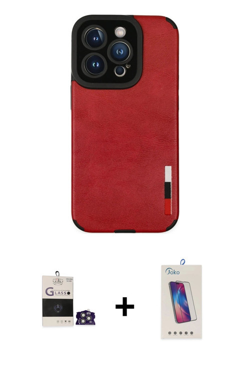ieg™ iPhone 14 Pro Max Kılıf Doruk Asil Koleksiyonu - Siyah Joko 5D Cam + Gümüş Bilvis Titan Kamera
