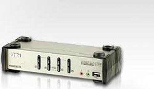4 port’lu USB KVM (Keyboard/Video Monitor/Mouse) Switch, Mikrofon ve Hoparlör bağlantısı mevcut + 2 