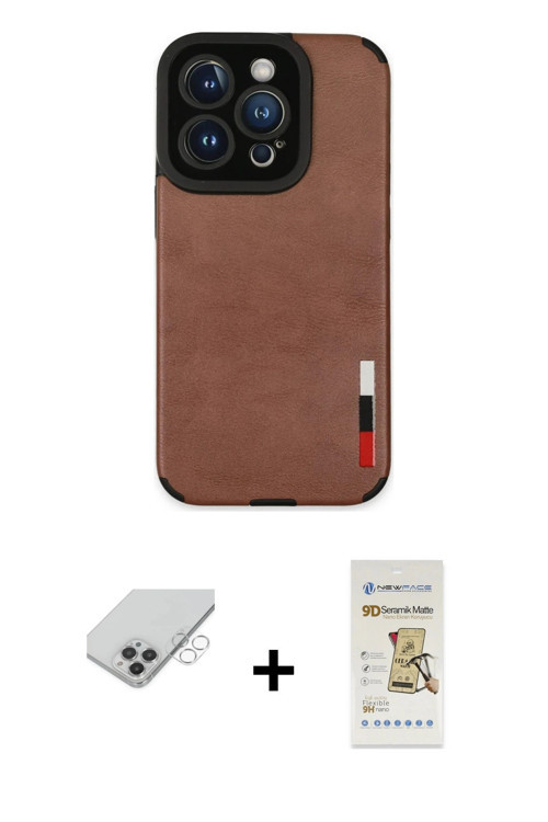 ieg™ iPhone 14 Pro Max Kılıf Doruk Asil Koleksiyonu - Siyah Mat Seramik Nano Ekran Koruyucu + Gümüş