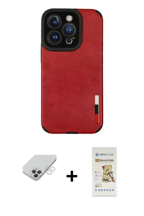 ieg™ iPhone 14 Pro Max Kılıf Doruk Asil Koleksiyonu - Siyah Mat Seramik Nano Ekran Koruyucu + Gümüş