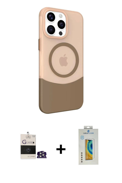 ieg™ iPhone 14 Pro Max Kılıf Çekirdek Asil Özel Seri - Siyah Polymer Nano Ekran Koruyucu + Gümüş Bil
