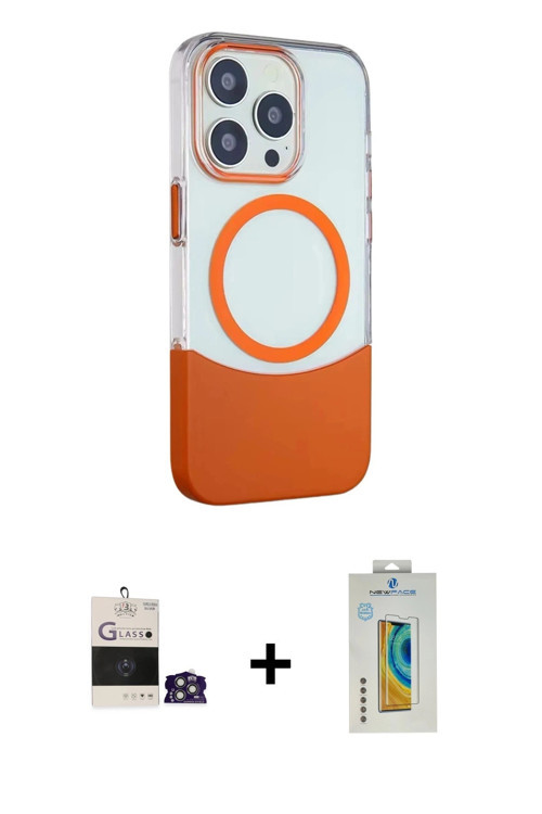 ieg™ iPhone 14 Pro Max Kılıf Çekirdek Asil Özel Seri - Siyah Polymer Nano Ekran Koruyucu + Gümüş Bil