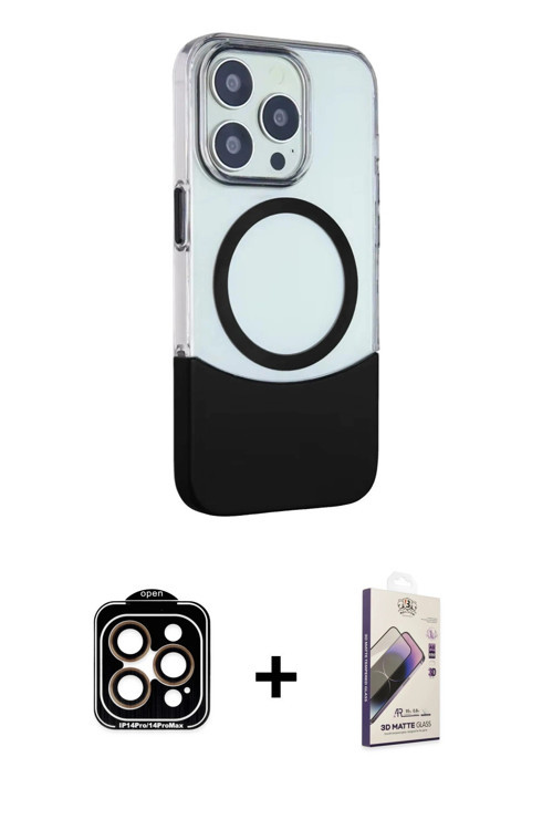 ieg™ iPhone 14 Pro Max Kılıf Çekirdek Asil Özel Seri - Siyah Bilvis 3D Mat Cam Ekran Koruyucu + Turu