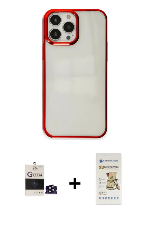 ieg™ iPhone 14 Pro Max Kılıf Doruk Doku Prime - Siyah Mat Seramik Nano Ekran Koruyucu + Siyah Bilvis