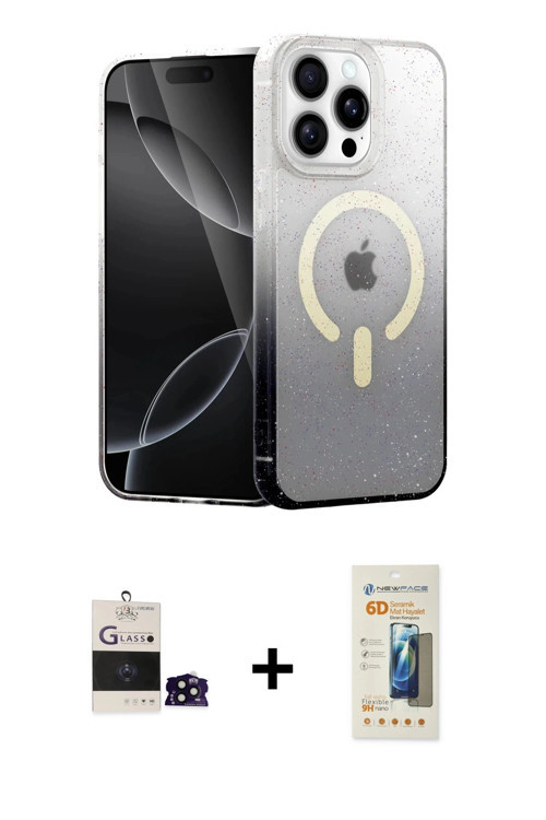 ieg™ iPhone 14 Pro Max Kılıf Eksen Minimal Özel Seri - Siyah 6D Mat Seramik Hayalet Nano Ekran Koruy