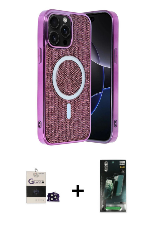 ieg™ iPhone 14 Pro Max Kılıf Eksen Çizgi - Şeffaf 360 Full Body Arka Koruyucu + Siyah Bilvis Titan K