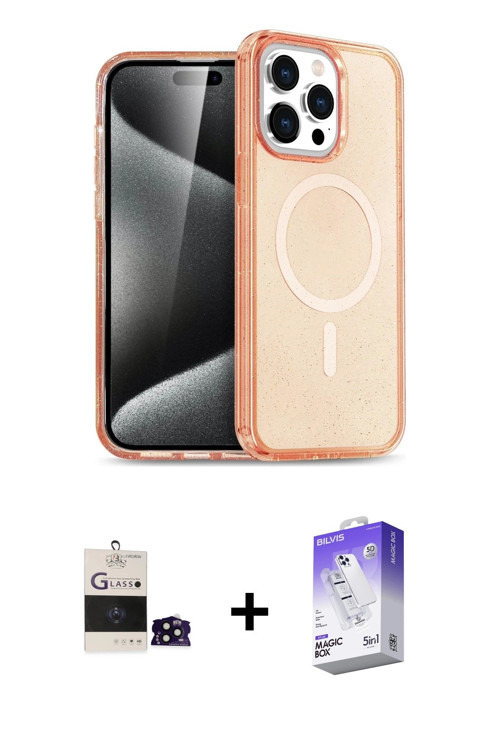 ieg™ iPhone 14 Pro Max Kılıf Eksen Doku Koleksiyonu - Siyah Bilvis 5in1 3D Magic Cam Ekran Koruyucu