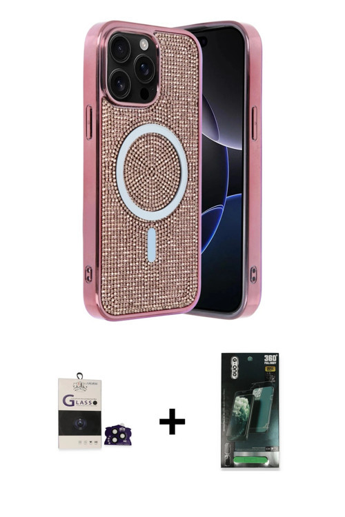 ieg™ iPhone 14 Pro Max Kılıf Eksen Çizgi - Şeffaf 360 Full Body Arka Koruyucu + Siyah Bilvis Titan K