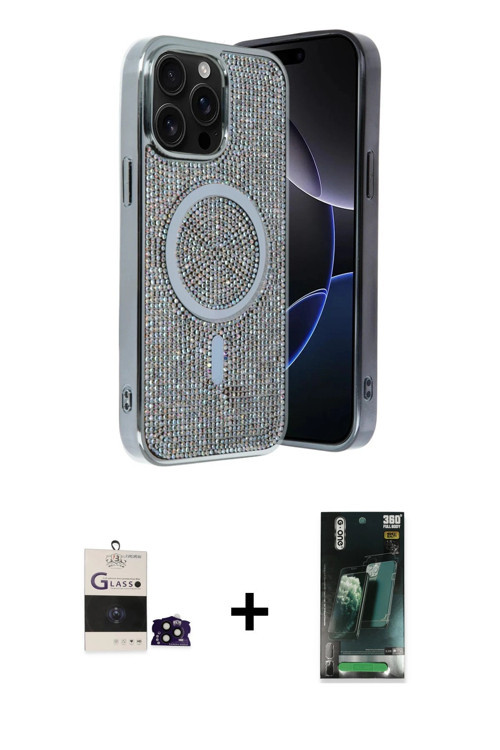 ieg™ iPhone 14 Pro Max Kılıf Eksen Çizgi - Şeffaf 360 Full Body Arka Koruyucu + Siyah Bilvis Titan K