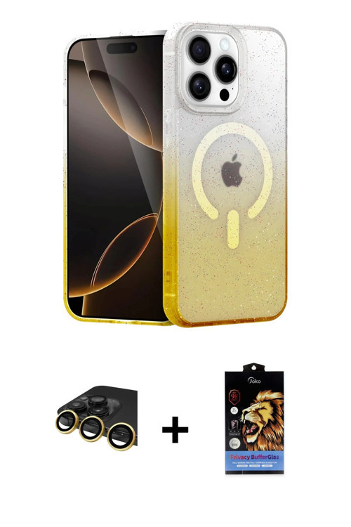 ieg™ iPhone 14 Pro Max Kılıf Eksen Minimal Özel Seri - Siyah Buffer Hayalet Cam Ekran Koruyucu + Gol