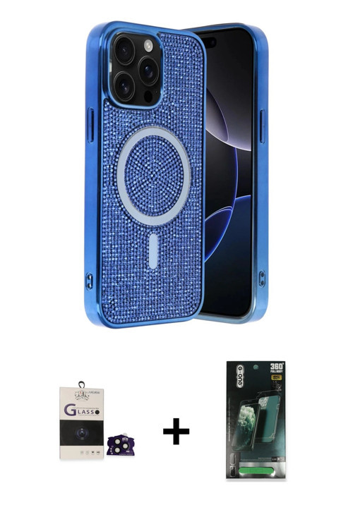 ieg™ iPhone 14 Pro Max Kılıf Eksen Çizgi - Şeffaf 360 Full Body Arka Koruyucu + Siyah Bilvis Titan K