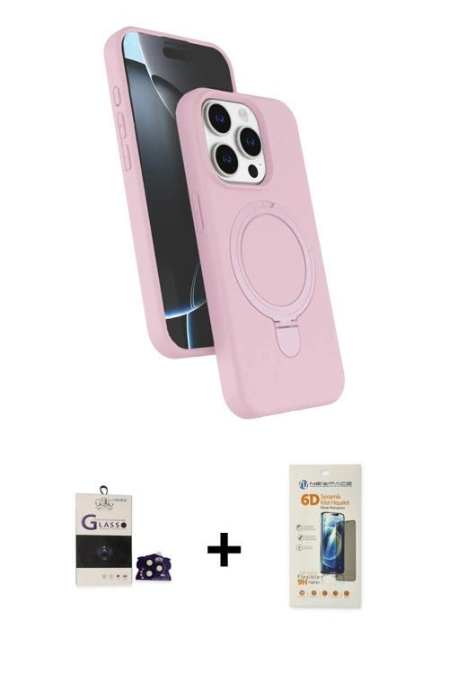 ieg™ iPhone 14 Pro Max Kılıf İz Işık Koleksiyonu - Siyah 6D Mat Seramik Hayalet Nano Ekran Koruyucu