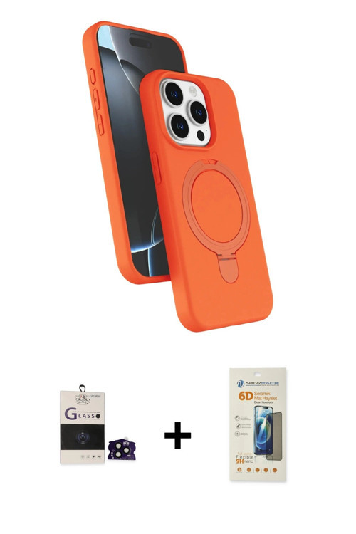 ieg™ iPhone 14 Pro Max Kılıf İz Işık Koleksiyonu - Siyah 6D Mat Seramik Hayalet Nano Ekran Koruyucu