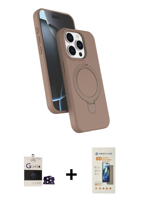 ieg™ iPhone 14 Pro Max Kılıf İz Işık Koleksiyonu - Siyah 6D Mat Seramik Hayalet Nano Ekran Koruyucu