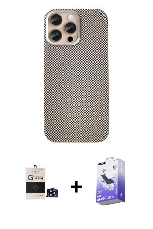 ieg™ iPhone 14 Pro Max Kılıf Eksen Prime - Siyah Bilvis 5in1 5D Magic Hayalet Cam Ekran Koruyucu + S