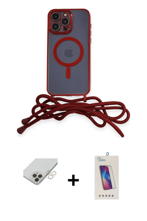 ieg™ iPhone 14 Pro Max Kılıf Eksen Özel Seri - Siyah Joko 5D Cam + Gold Band Metal Kamera Lens