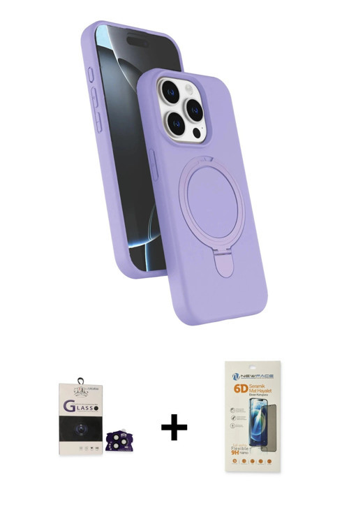ieg™ iPhone 14 Pro Max Kılıf İz Işık Koleksiyonu - Siyah 6D Mat Seramik Hayalet Nano Ekran Koruyucu