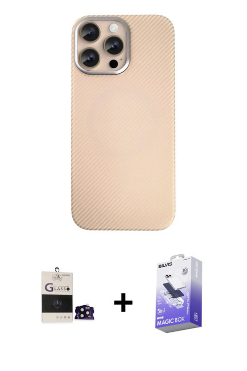 ieg™ iPhone 14 Pro Max Kılıf Eksen Prime - Siyah Bilvis 5in1 5D Magic Hayalet Cam Ekran Koruyucu + S