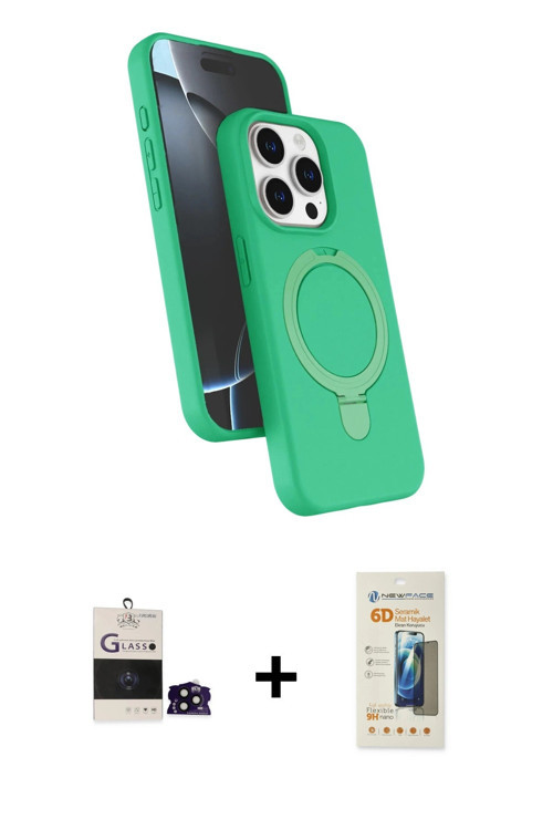 ieg™ iPhone 14 Pro Max Kılıf İz Işık Koleksiyonu - Siyah 6D Mat Seramik Hayalet Nano Ekran Koruyucu