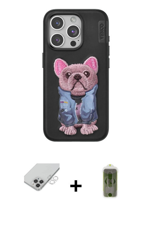 ieg™ iPhone 14 Pro Max Kılıf İz Minimal Koleksiyonu - Siyah Joko Magic 5D Hayalet Cam + Gümüş Band M