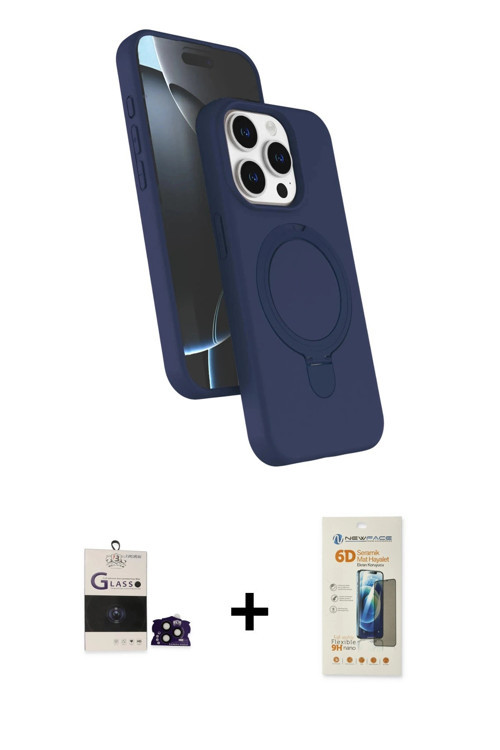 ieg™ iPhone 14 Pro Max Kılıf İz Işık Koleksiyonu - Siyah 6D Mat Seramik Hayalet Nano Ekran Koruyucu