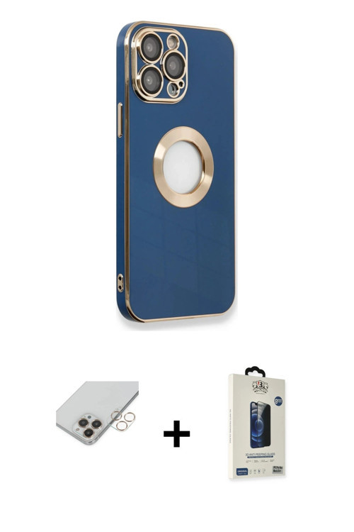 ieg™ iPhone 14 Pro Max Kılıf İz Form Serisi - Siyah Bilvis Hayalet Cam Ekran Koruyucu + Gold Band Me