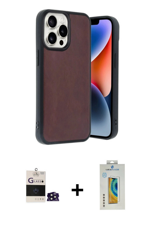 ieg™ iPhone 14 Pro Max Kılıf Kıvılcım Işık Serisi - Siyah Polymer Nano Ekran Koruyucu + Derin Mor Bi