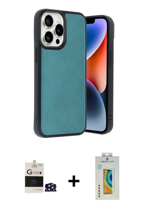 ieg™ iPhone 14 Pro Max Kılıf Kıvılcım Işık Serisi - Siyah Polymer Nano Ekran Koruyucu + Derin Mor Bi