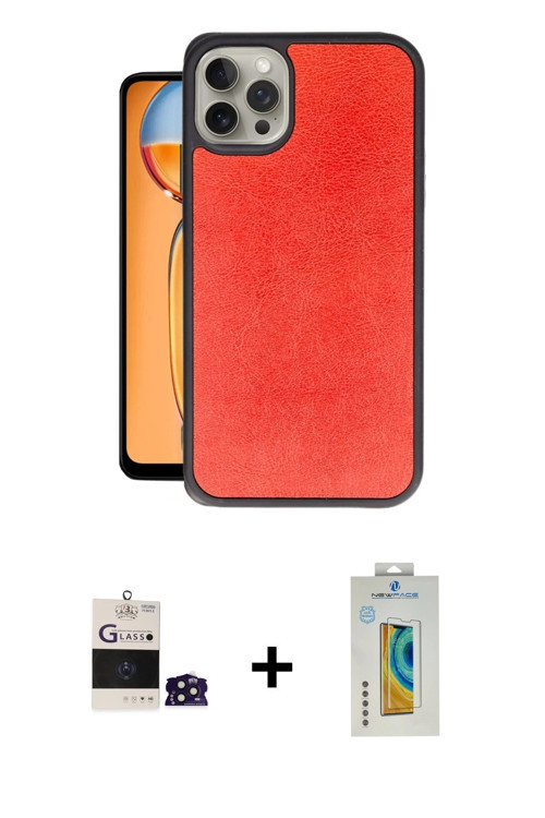 ieg™ iPhone 14 Pro Max Kılıf Kıvılcım Işık Serisi - Siyah Polymer Nano Ekran Koruyucu + Derin Mor Bi