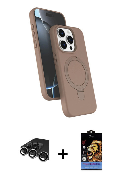 ieg™ iPhone 14 Pro Max Kılıf İz Işık Koleksiyonu - Siyah Buffer Hayalet Cam Ekran Koruyucu + Gümüş R