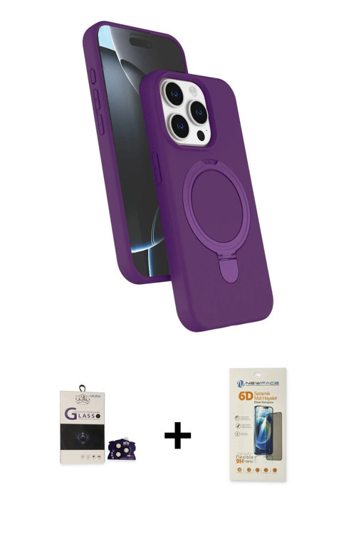 ieg™ iPhone 14 Pro Max Kılıf İz Işık Koleksiyonu - Siyah 6D Mat Seramik Hayalet Nano Ekran Koruyucu