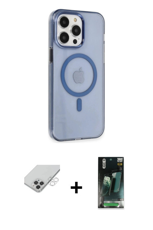 ieg™ iPhone 14 Pro Max Kılıf Kıvılcım Asil Özel Seri - Siyah 360 Mat Full Body Arka Koruyucu + Gümüş