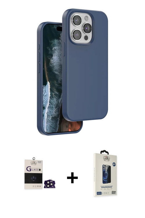 ieg™ iPhone 14 Pro Max Kılıf Kıvılcım Çizgi Serisi - Siyah Bilvis Hayalet Cam Ekran Koruyucu + Derin