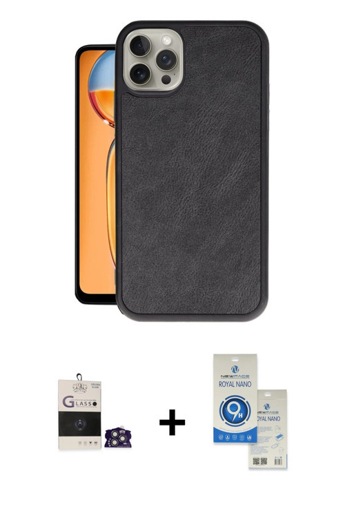 ieg™ iPhone 14 Pro Max Kılıf Kıvılcım Işık Serisi - Şeffaf Royal Nano Ekran Koruyucu + Gümüş Bilvis
