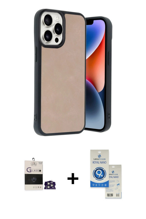 ieg™ iPhone 14 Pro Max Kılıf Kıvılcım Işık Serisi - Şeffaf Royal Nano Ekran Koruyucu + Gümüş Bilvis