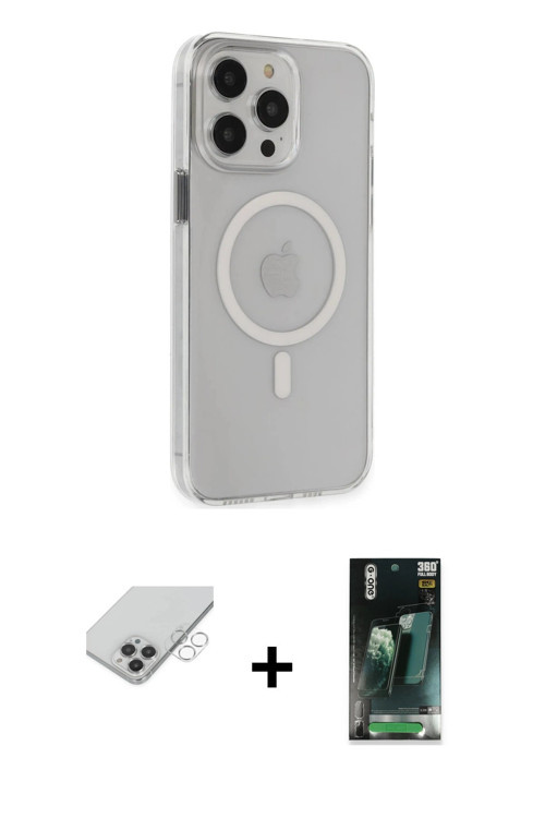 ieg™ iPhone 14 Pro Max Kılıf Kıvılcım Asil Özel Seri - Siyah 360 Mat Full Body Arka Koruyucu + Gümüş