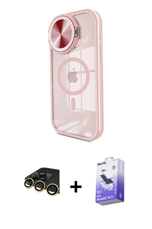 ieg™ iPhone 14 Pro Max Kılıf Kıvılcım Modern Koleksiyonu - Siyah Bilvis 5in1 5D Magic Hayalet Cam Ek