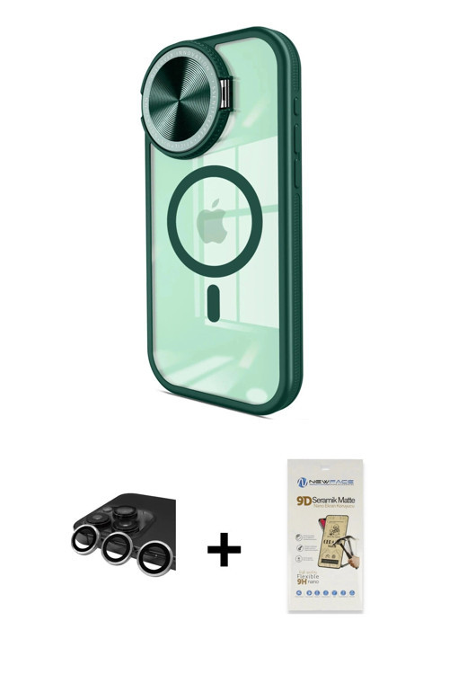 ieg™ iPhone 14 Pro Max Kılıf Kıvılcım Modern Koleksiyonu - Siyah Mat Seramik Nano Ekran Koruyucu + G